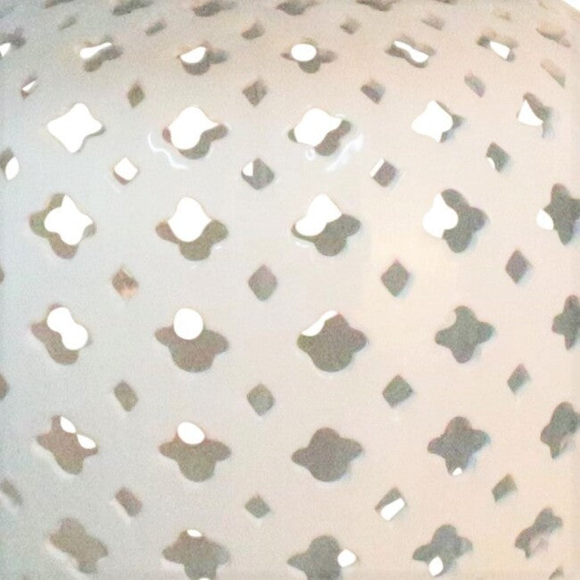 Lattice Table Lamp 75cm White Ceramic Base Blue Tapered Shade for Living Room or Bedroom