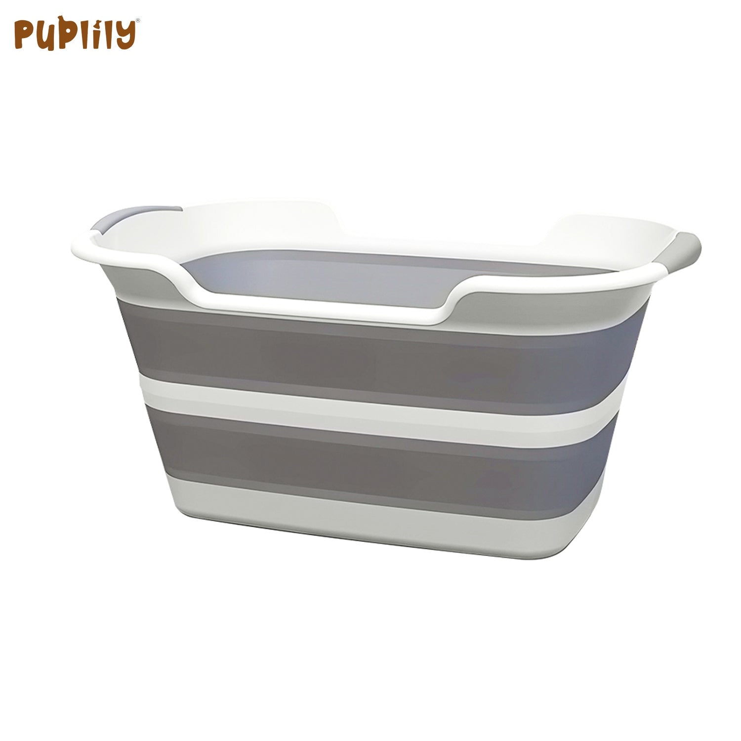 PupLily Collapsible Pet Bathtub – Foldable Wash Tub with Drain, 60.5×38×28cm