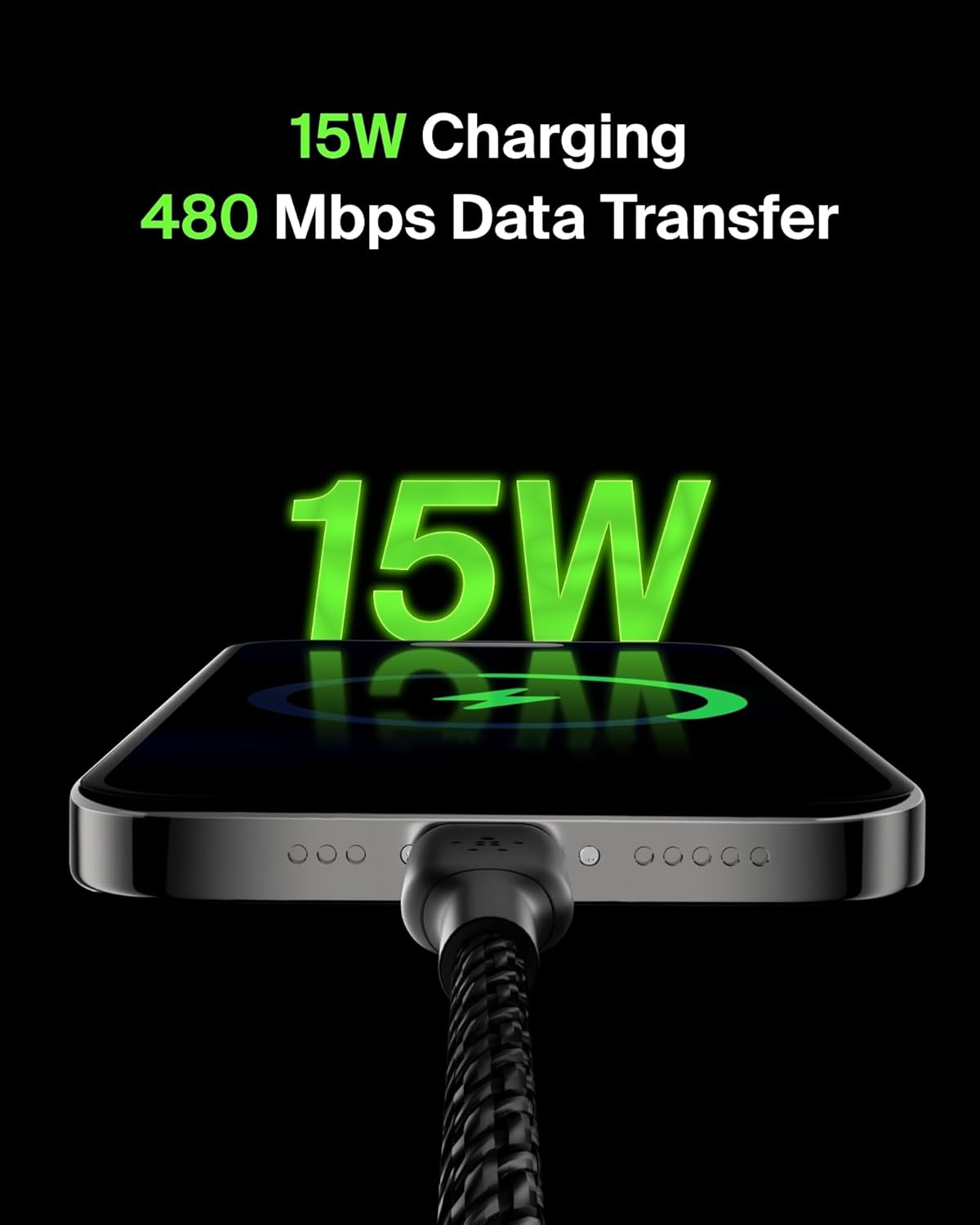 Belkin BoostCharge 2M Braided USB-C to USB-A Cable - Black