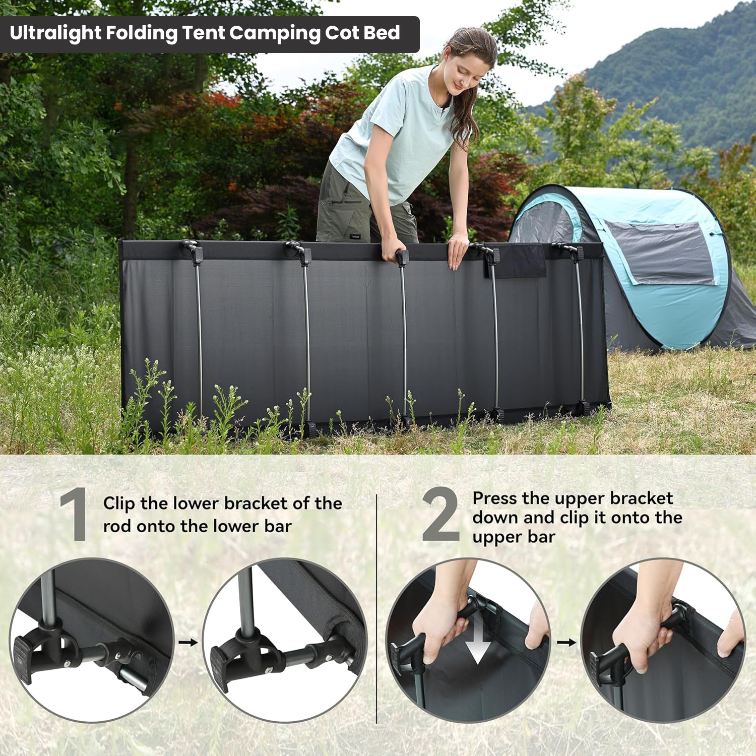Hivvago Folding Camping Cot Compact & Durable Ultralight Tent Bed