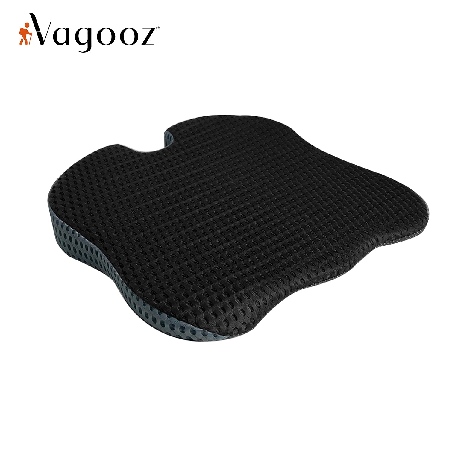 Vagooz Car Wedge Seat Cushion – Memory Foam Booster with Non-Slip Base, Black