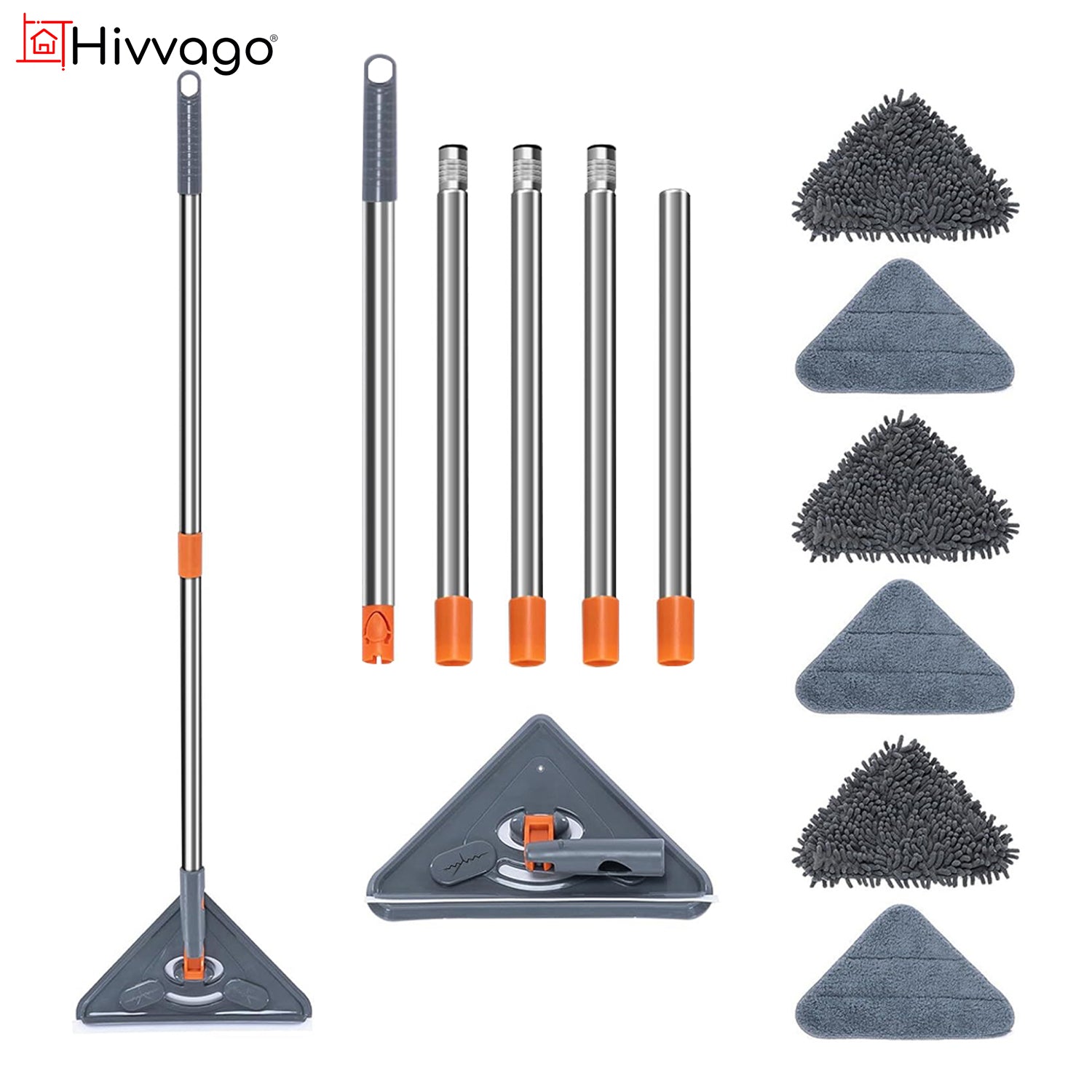 Hivvago Triangular Wall & Window Mop – Adjustable Long-Handle Cleaning Tool