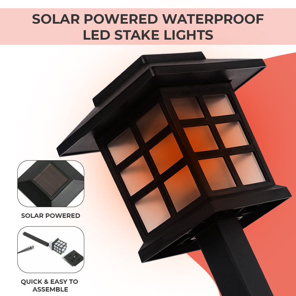 Dimnezz Solar Powered Waterproof LED Stake Lights for Outdoor Lighting