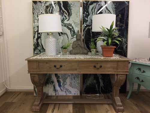 Curtis 2 Drawer Petite Console Natural Reclaimed Timber Rustic Home Accent