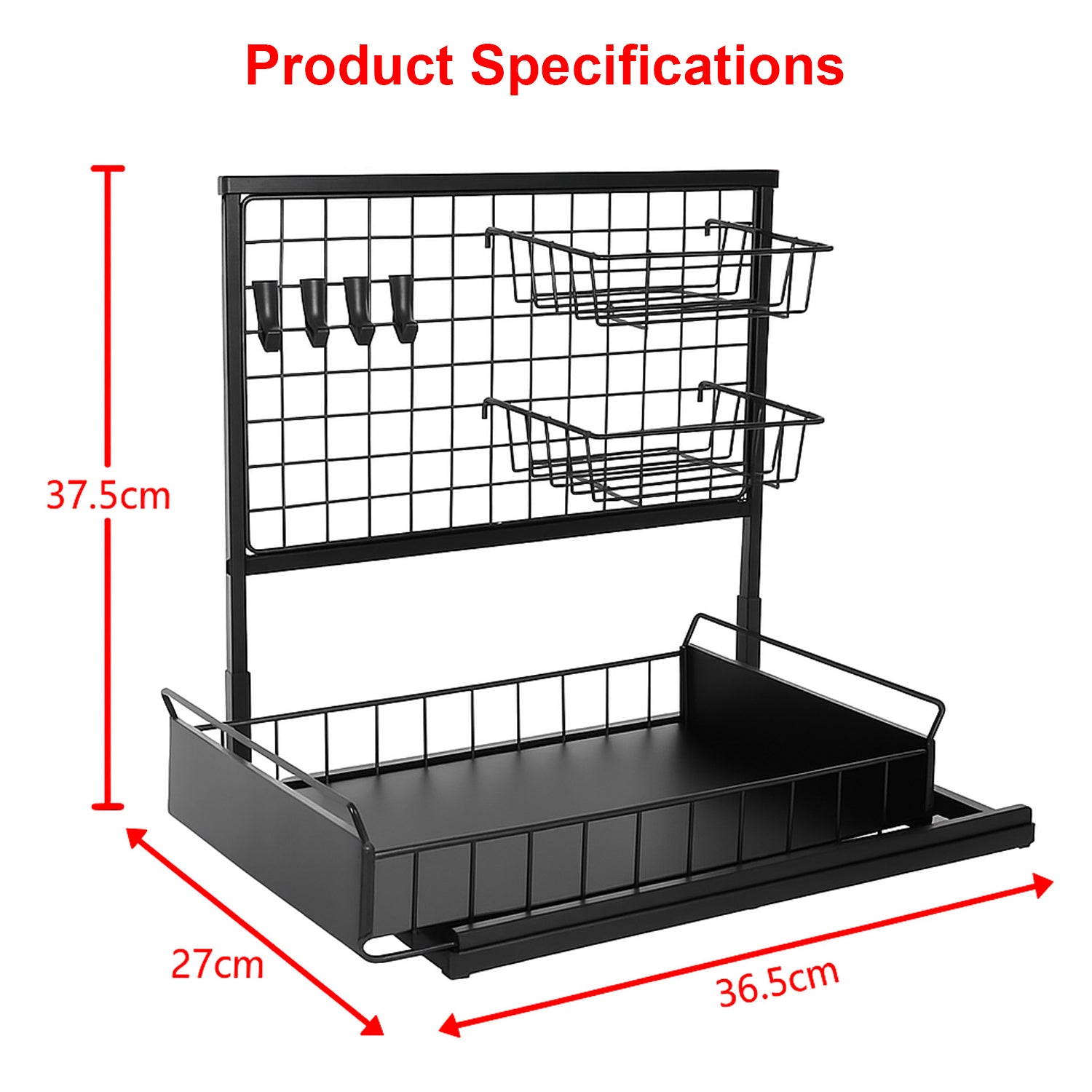 Hivvago 2-Tier Pull-Out Cabinet Organizer – Under Sink Sliding Storage Rack