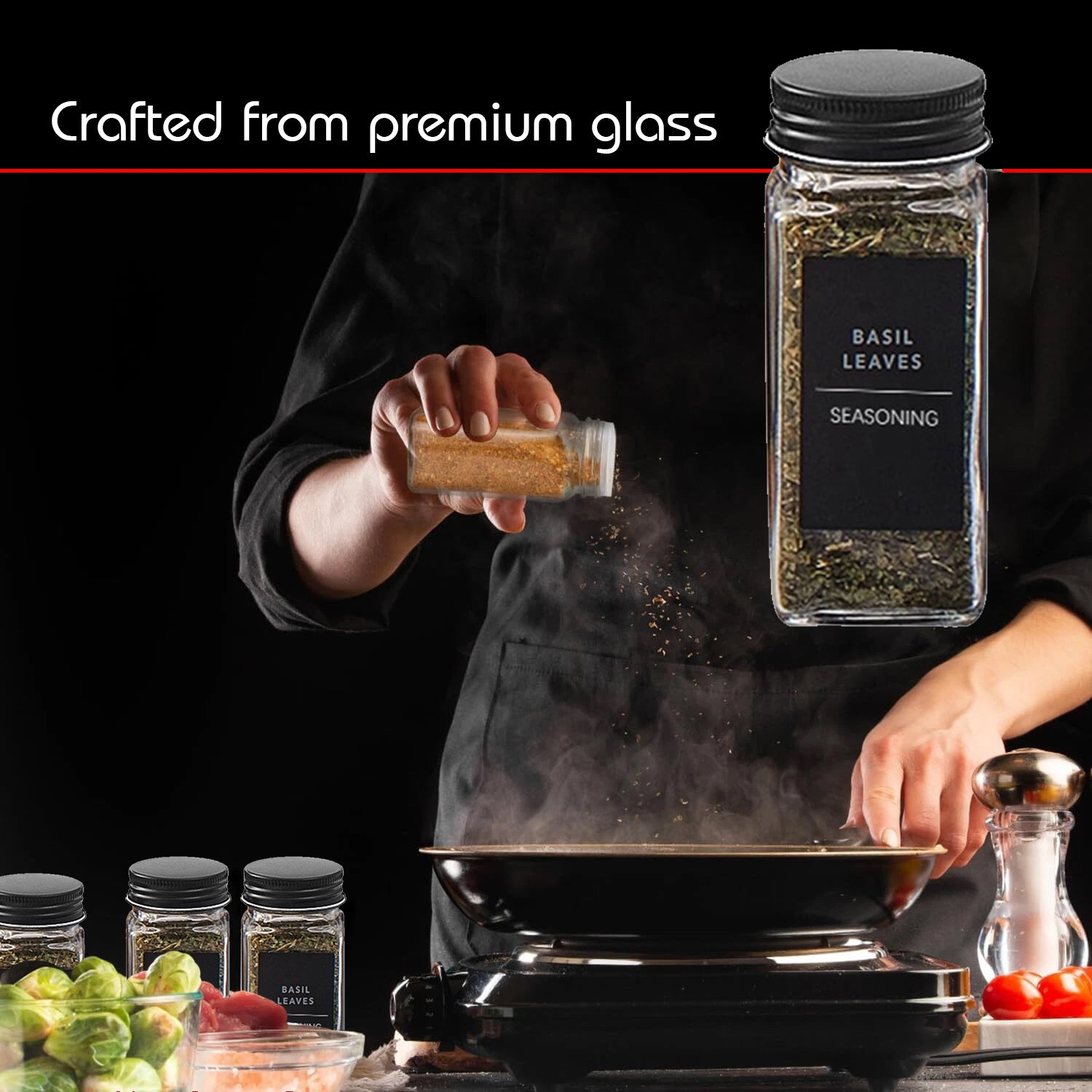 Hivvago 24-Pack 120ml Glass Spice Jars – Airtight Storage with Lids & Labels