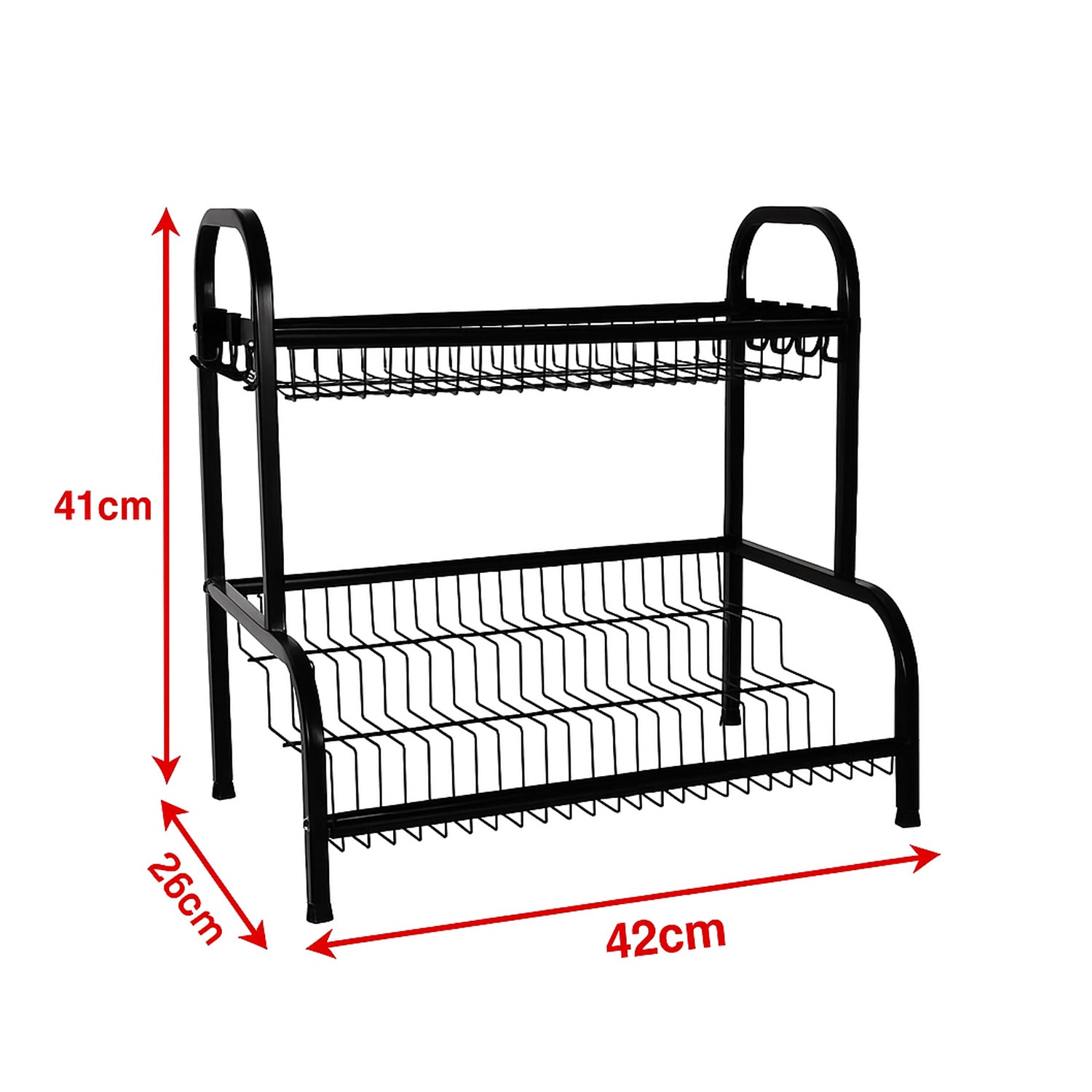 Hivvago 2-Tier Countertop Spice Rack with Hooks – Kitchen Storage Organizer