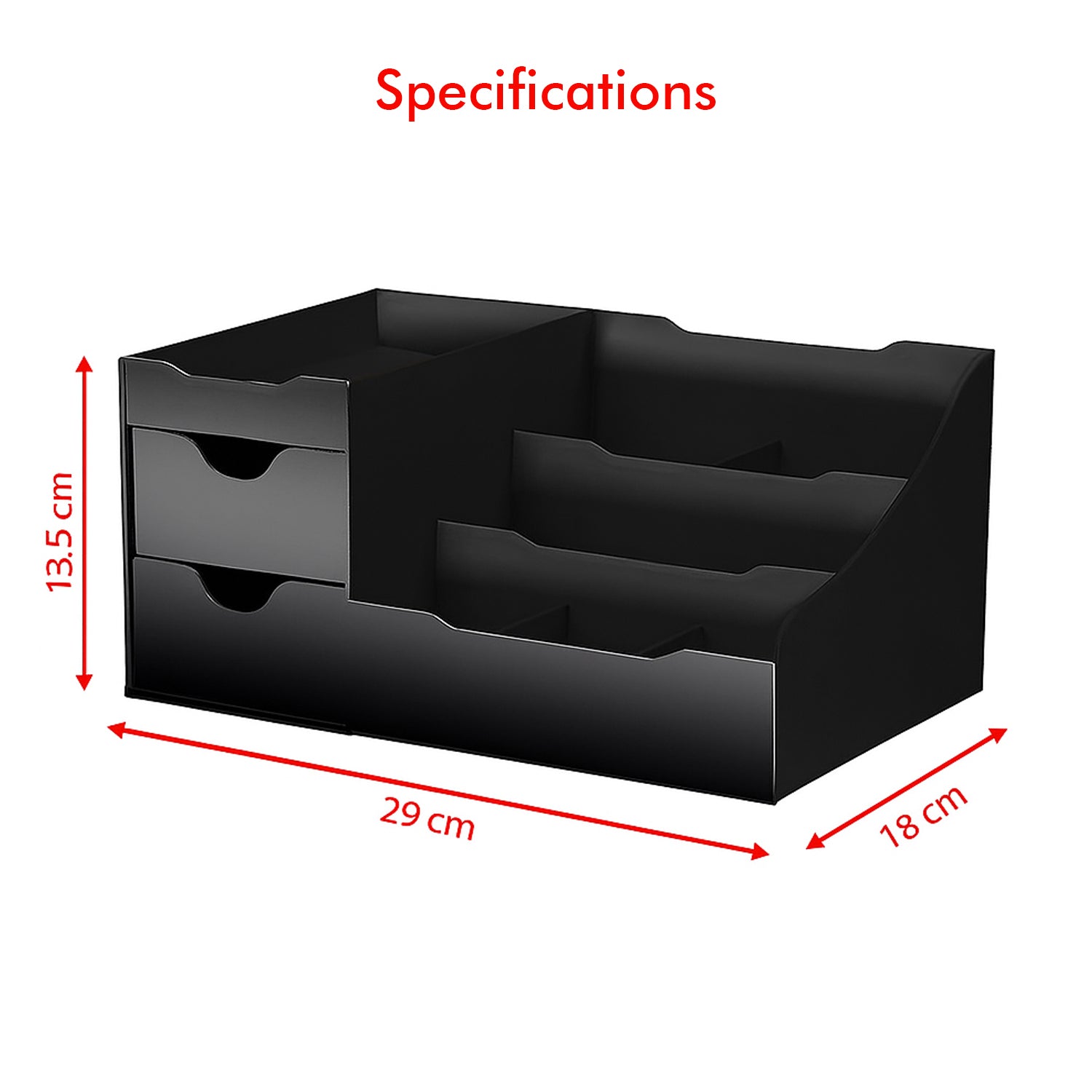 Hivvago Large Vanity Organizer – Black Multi-Compartment Makeup & Desk Storage