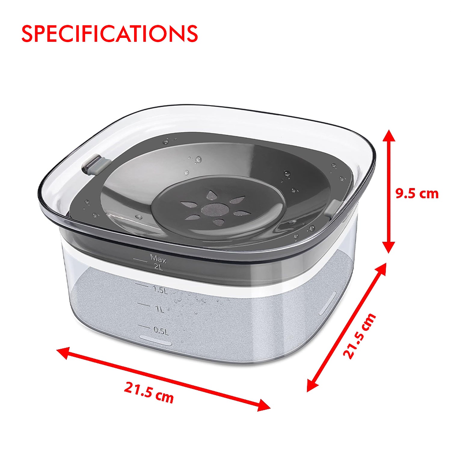 PupLily 2L No Spill Dog Bowl – Large Capacity Slow Water Feeder for Clean Drinking