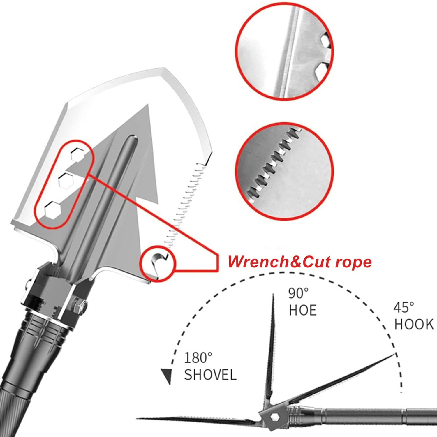 Hivvago Multifunctional Tactical Shovel Set – Survival Tool for Camping & Hiking