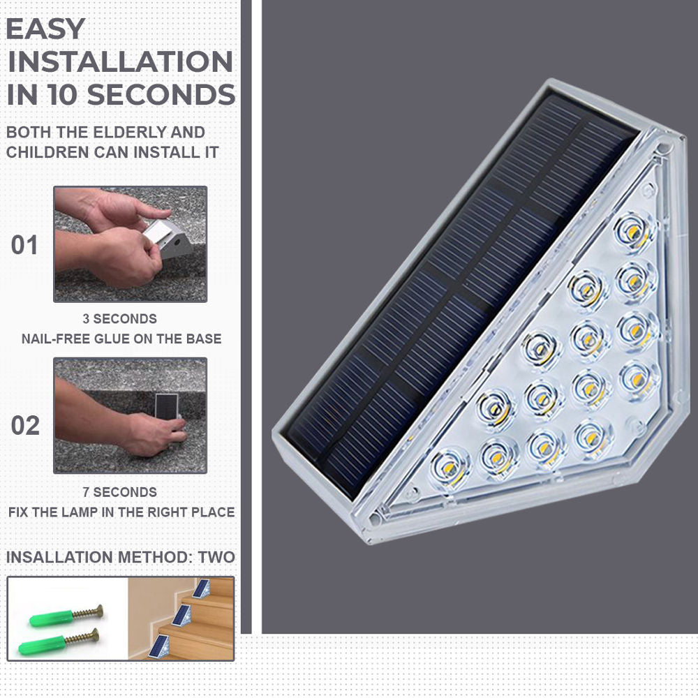 Dimnezz Solar Warm White Triangle Step Lights for Outdoor Illumination