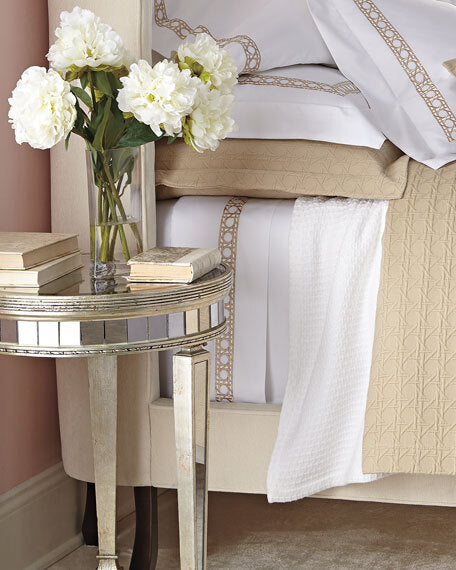 Mirrored Round Side Table Antique Ribbed Floor Stock