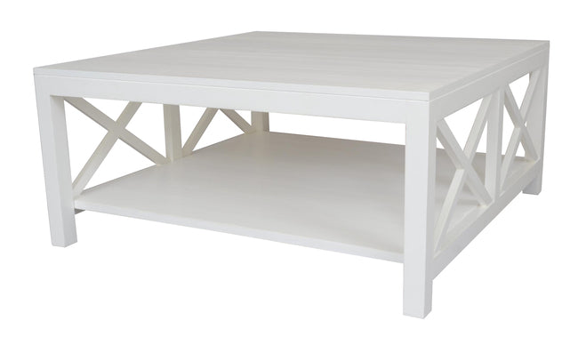 Catalina Crossed White Coffee Table Freshly Repainted Ex-Display Special Price