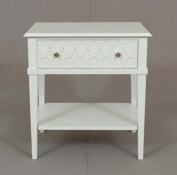 Kioloa Bedside Table White Semi-Gloss with 1 Drawer Bedroom Nightstand