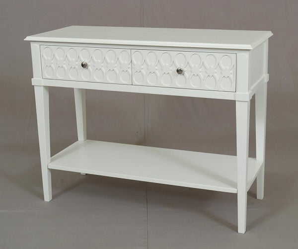 Kioloa Console Table White Semi-Gloss with 2 Drawers Hallway or Living Room