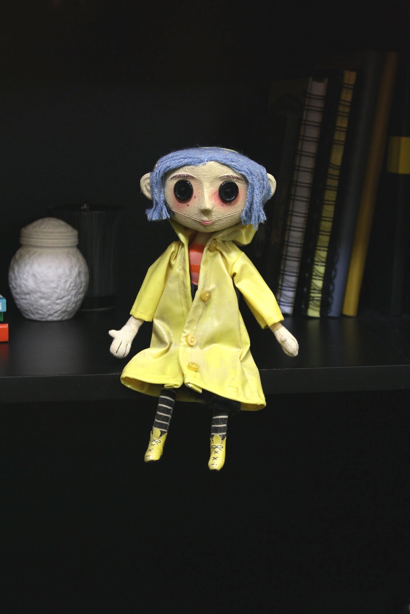 Coraline Doll Collectible Figure 9” Poseable with Raincoat & Button Eyes – Yellow