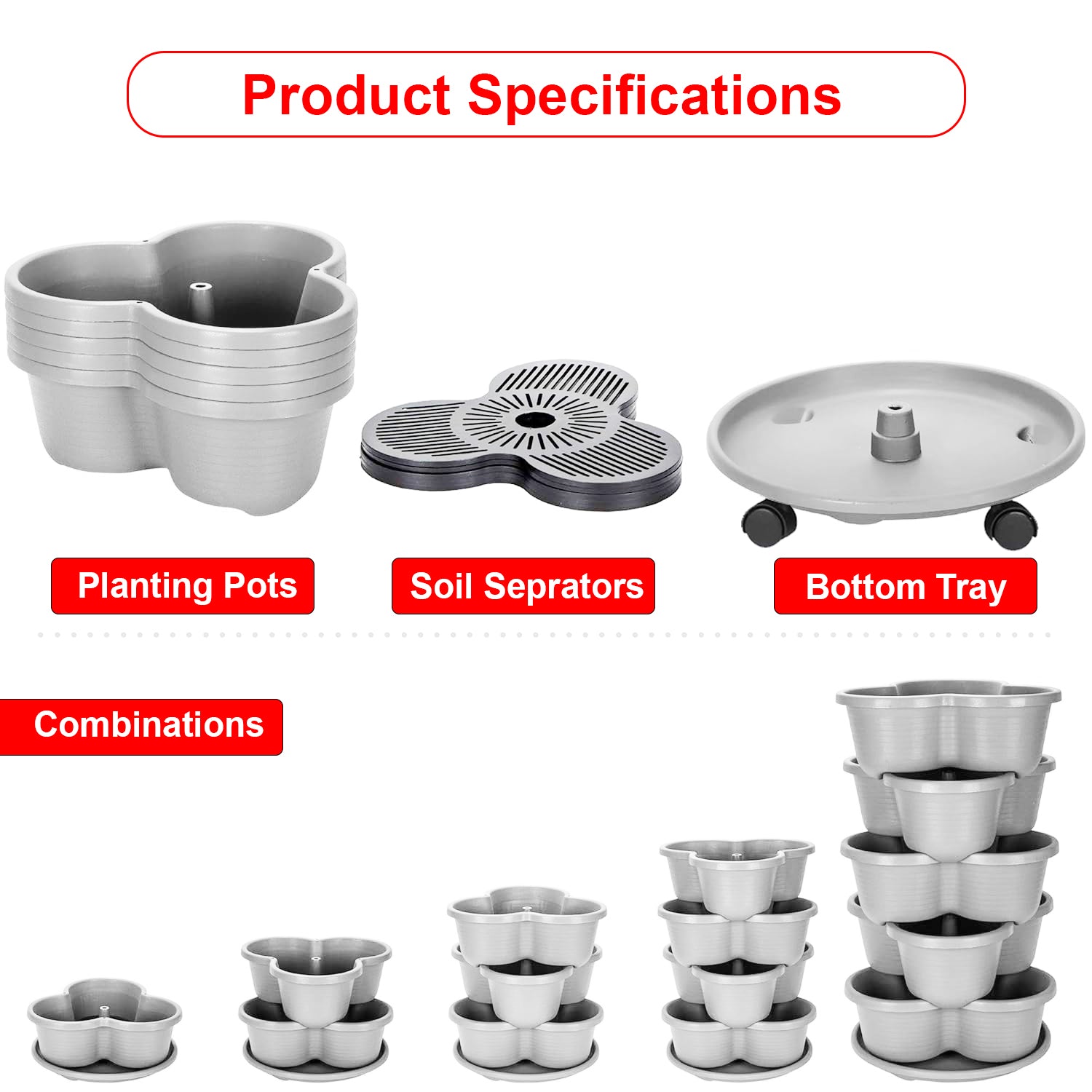 Hivvago 5-Tier Vertical Garden Planter – Stackable Indoor/Outdoor Pot with Wheel Base