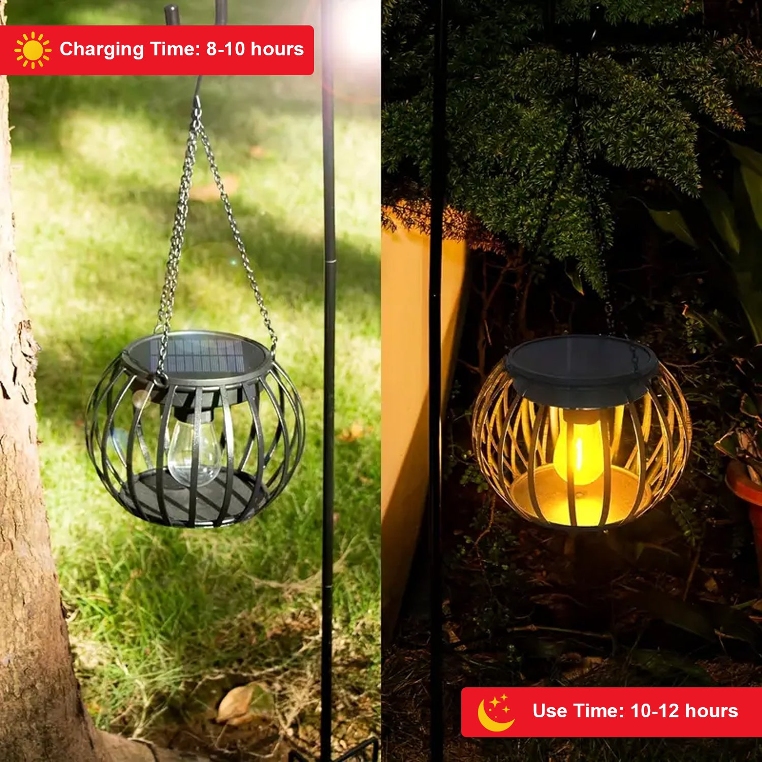 Hivvago 2-Pack Solar Hanging Lanterns – Outdoor Decorative Pumpkin Lights