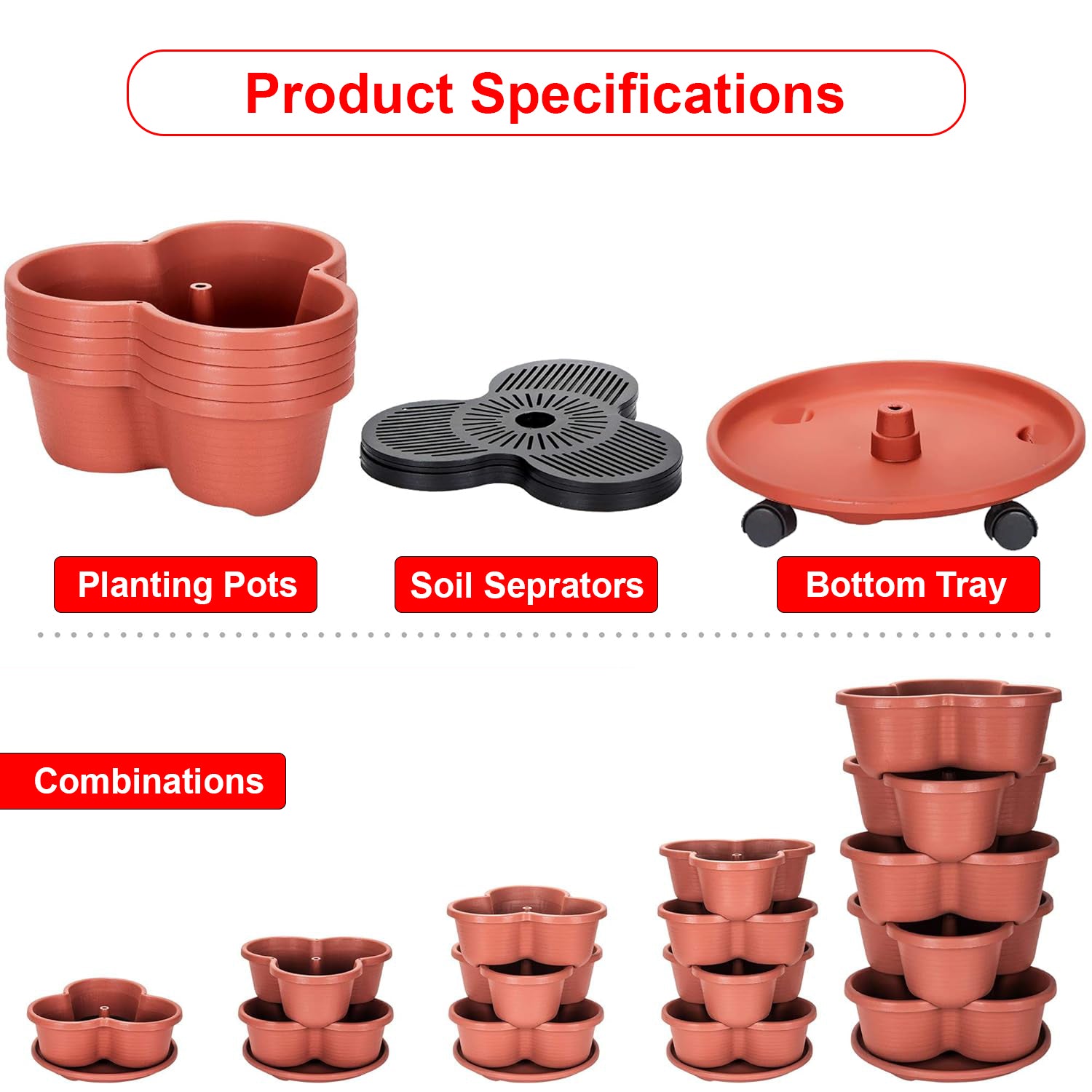 Hivvago 5-Tier Vertical Garden Planter – Stackable Indoor/Outdoor Pot with Wheel Base