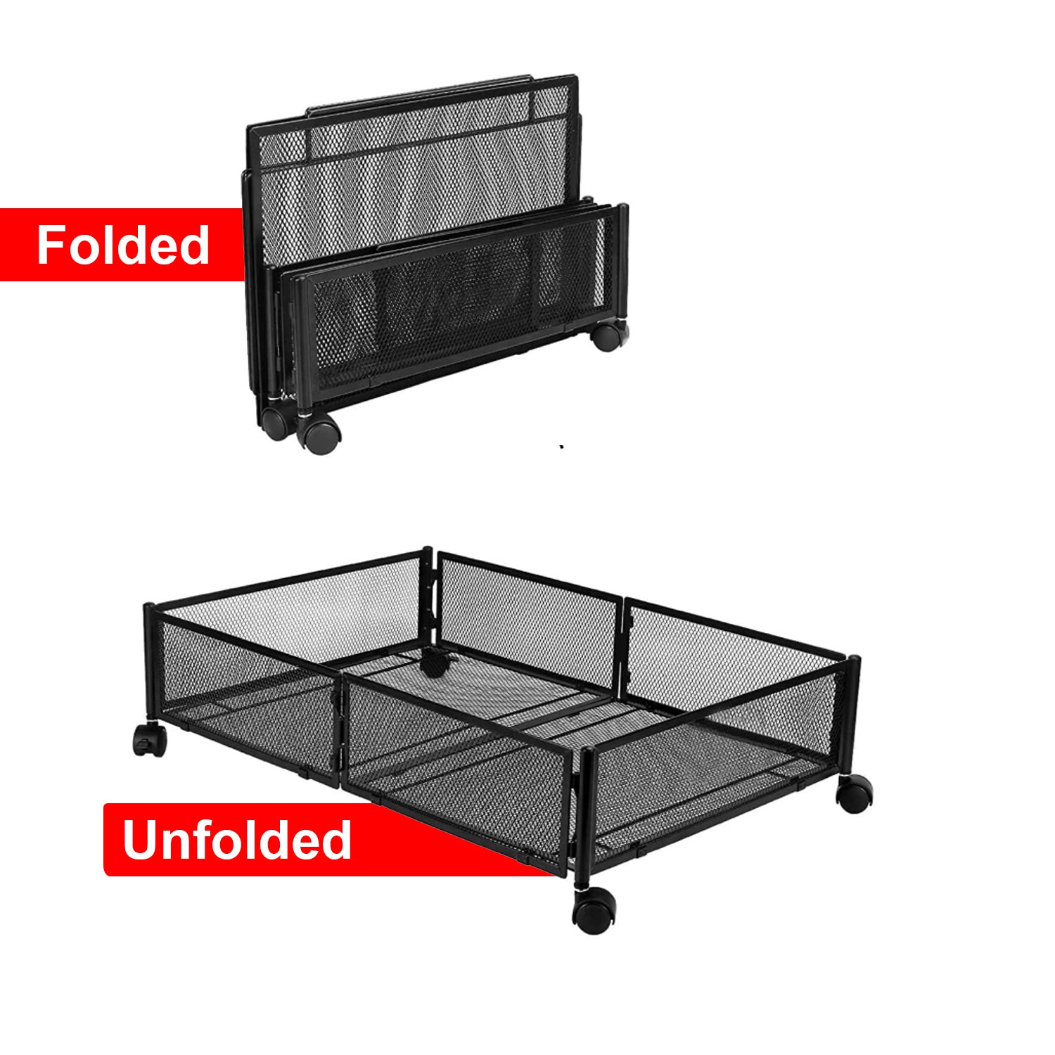 Hivvago Under Bed Storage Organizer with Wheels – Rolling Metal Storage Bin