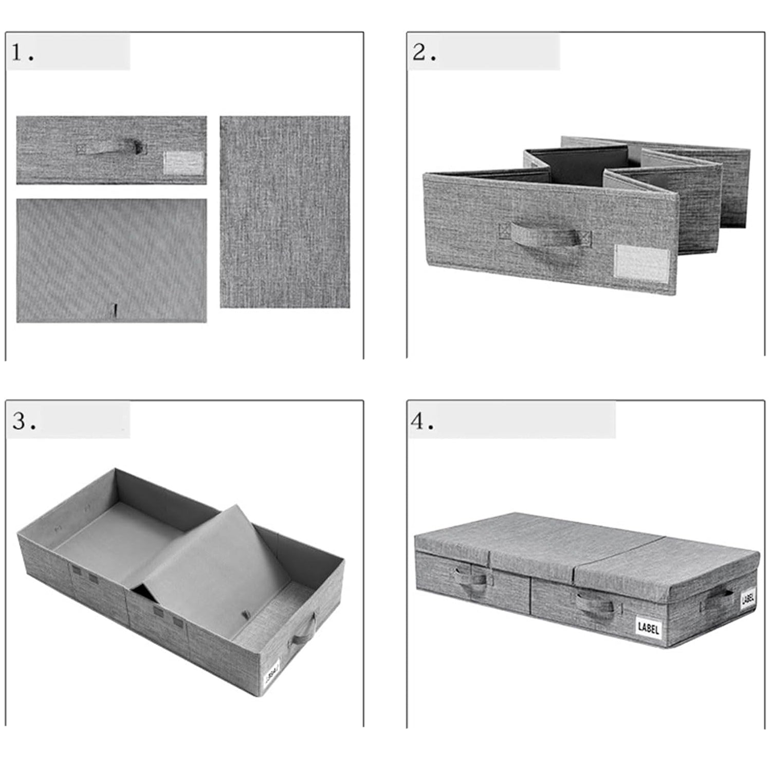 Hivvago Underbed Storage Container – Foldable Box with Lids & Label Pocket