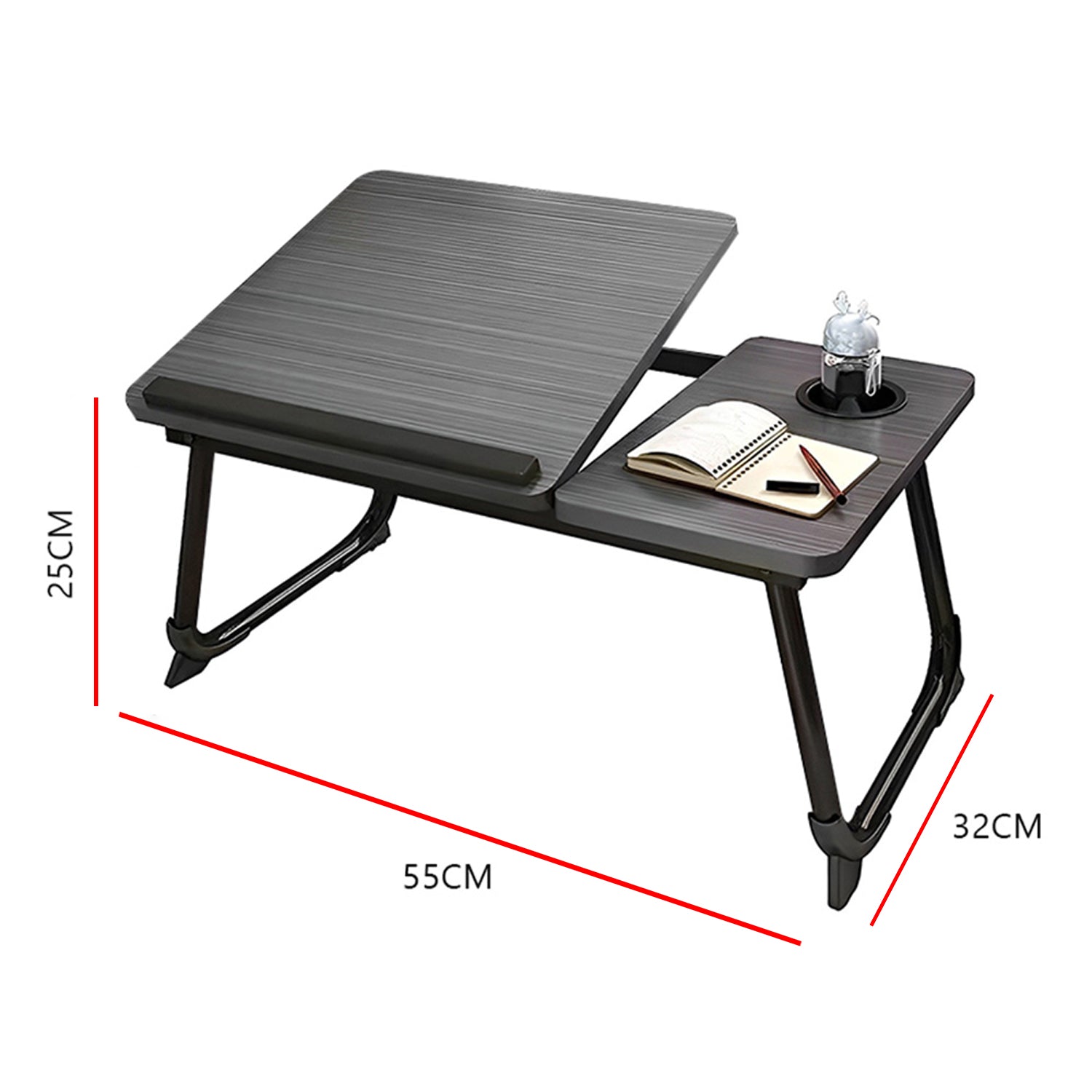 Hivvago Adjustable Laptop Desk – Foldable Bed Table with Cup Holder, 55×32 cm