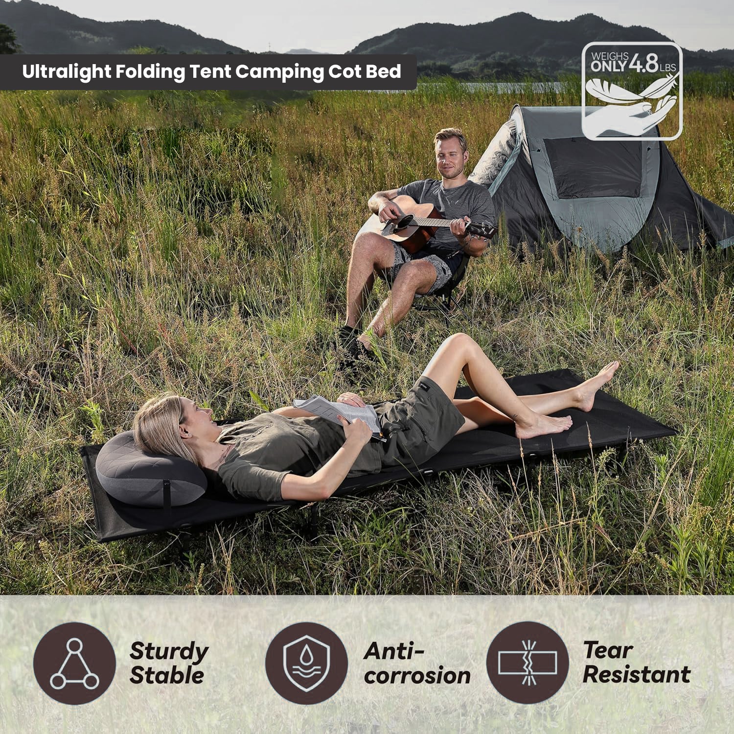 Hivvago Folding Camping Cot Compact & Durable Ultralight Tent Bed