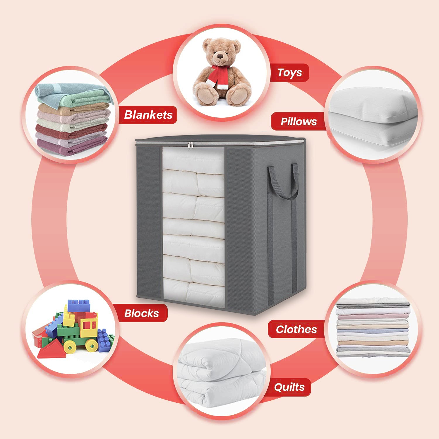 Hivvago Oversized Quilt Storage Bags – 2-Pack Foldable Organisers with Zipper & Window