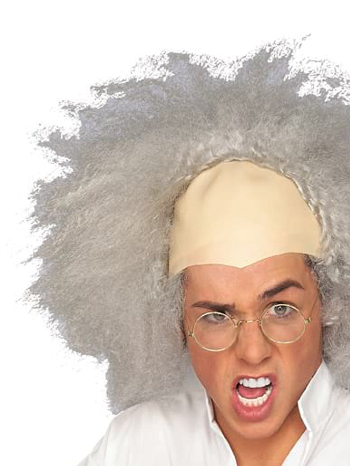 Mad Scientist Wig for Adults Crazy Professor Halloween Costume Hair - Grey
