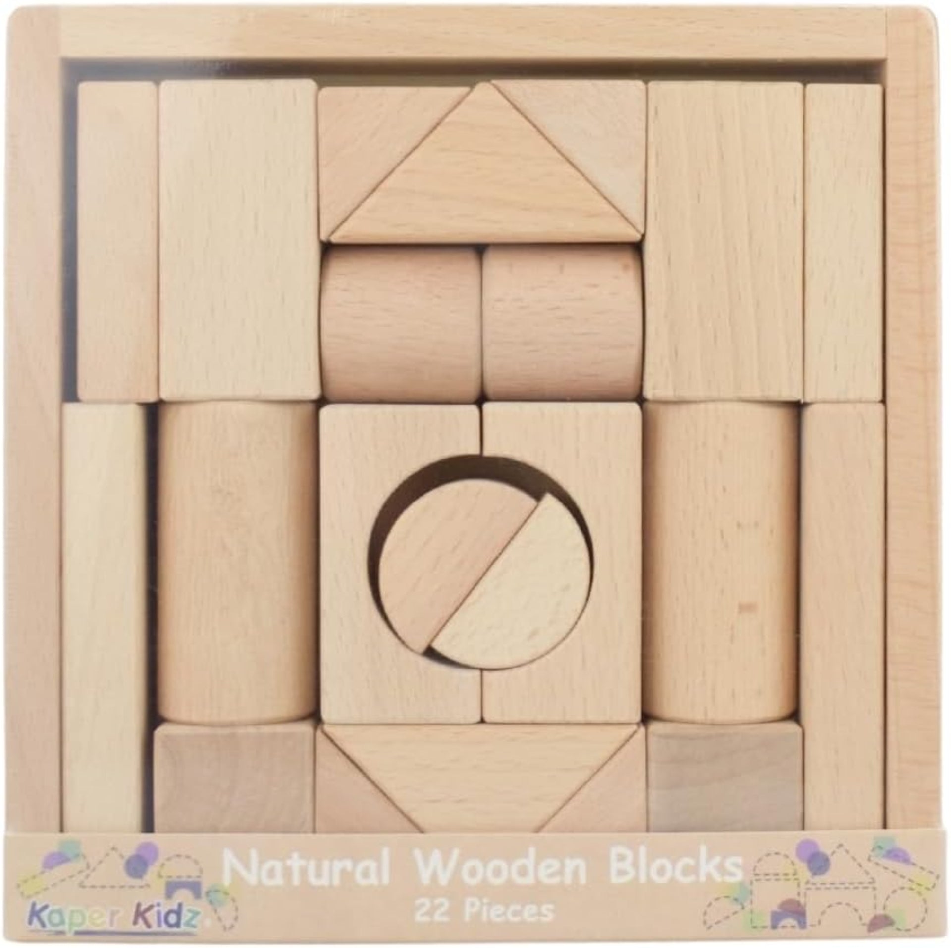 Kaper Kidz Natural Wooden Blocks- 22PCS
