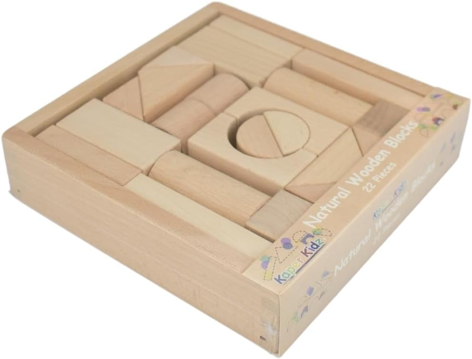 Kaper Kidz Natural Wooden Blocks- 22PCS