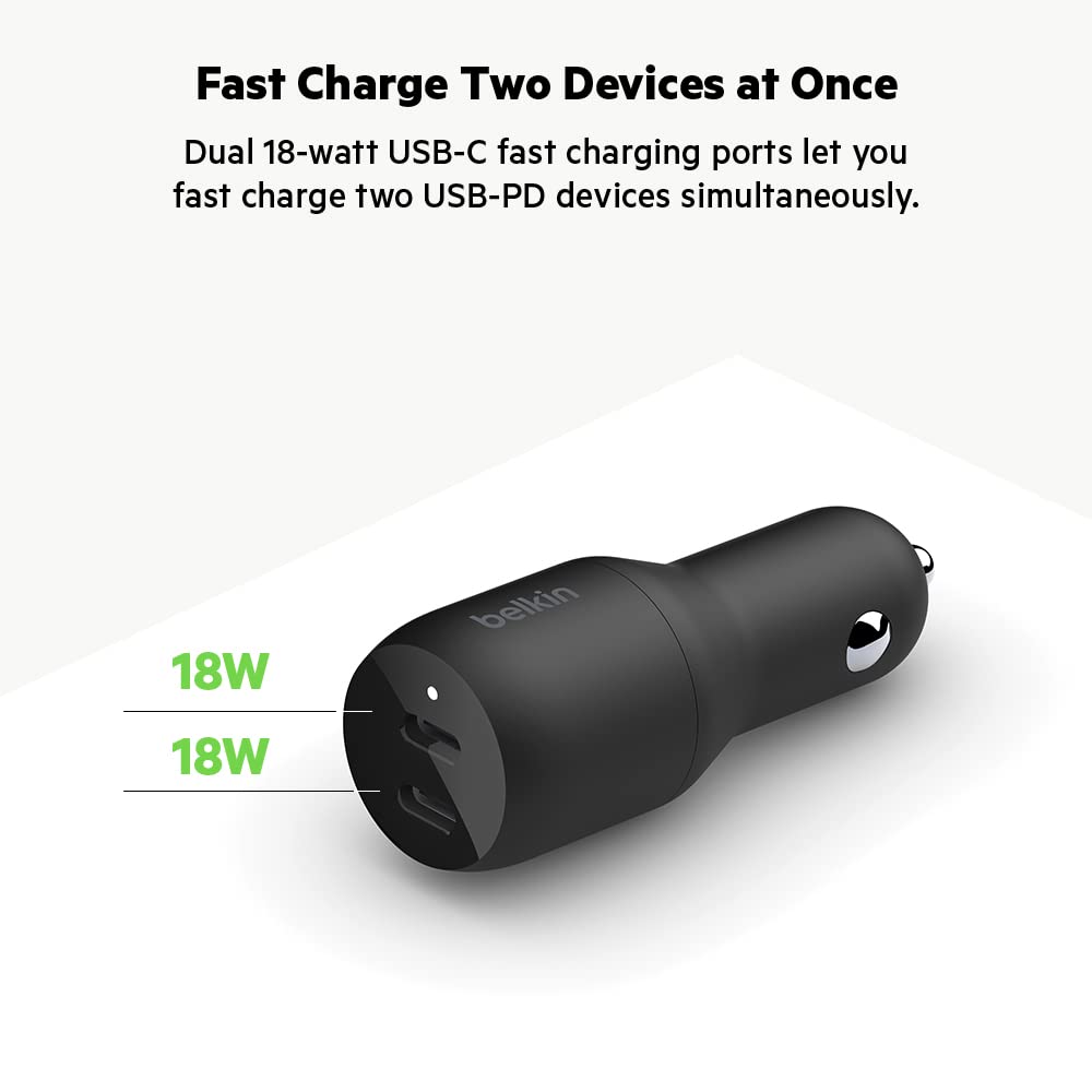 Belkin  Dual USB-C Car Charger 36W