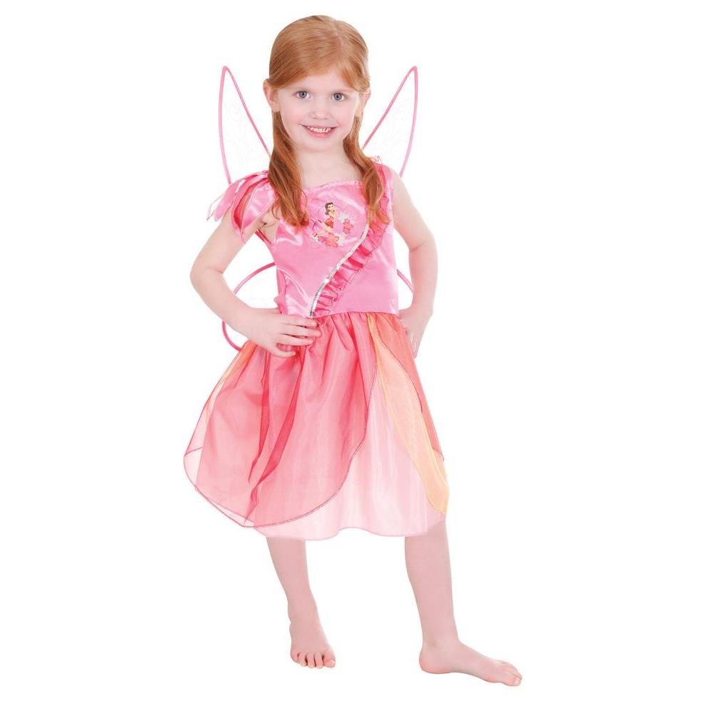 Disney Fairies Rosetta Costume with Layered Tutu Dress and Detachable Wings - Pink Colour