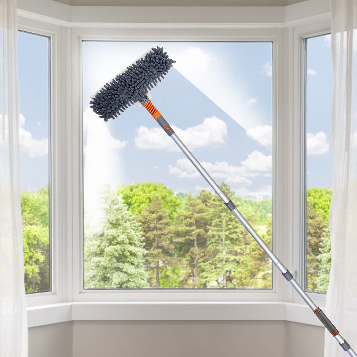 Hivvago 2-in-1 Window Cleaner Kit – Squeegee with Adjustable Extension Pole