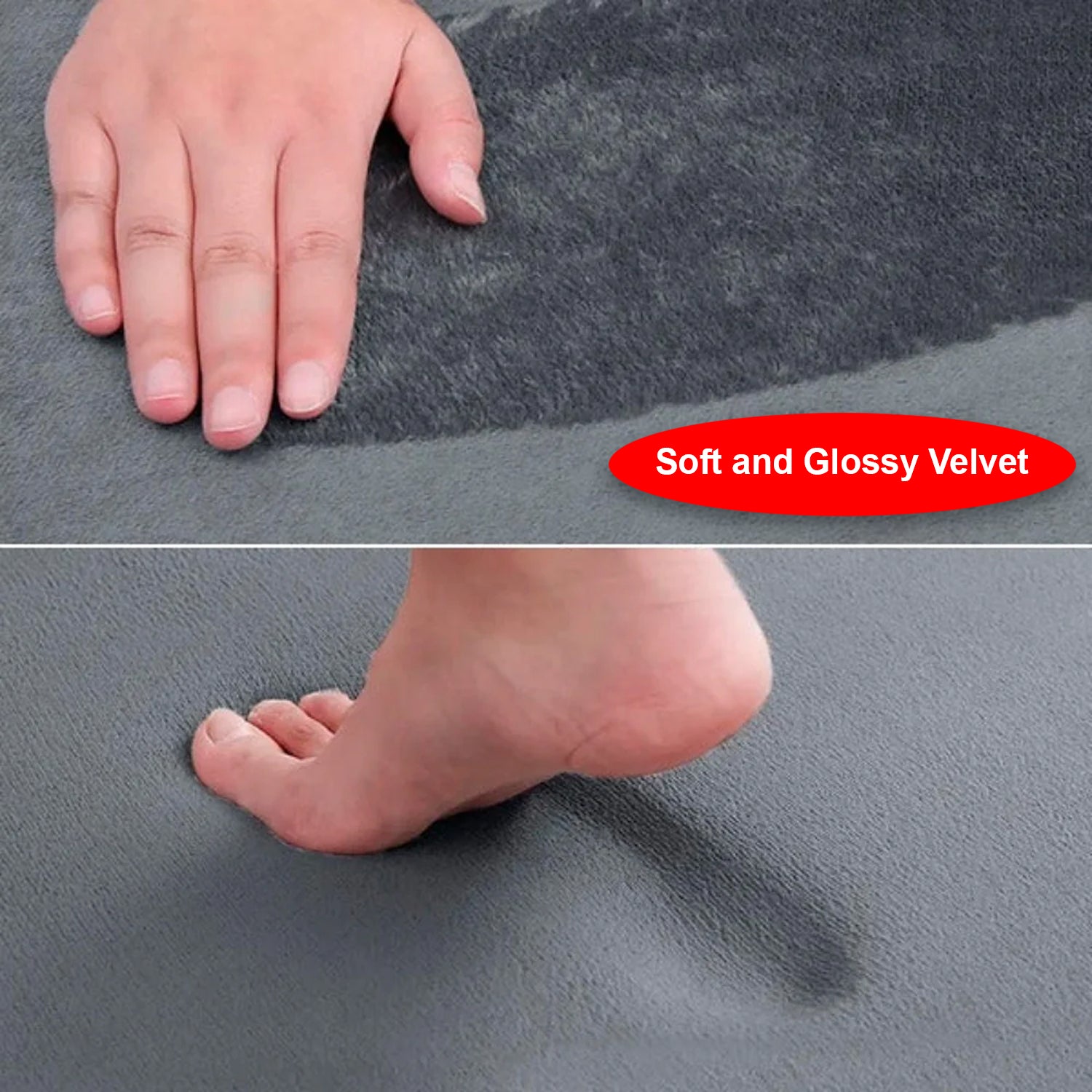 Hivvago Thick Memory Foam Bath Mat – Soft Velvet, Non-Slip, Grey Rug