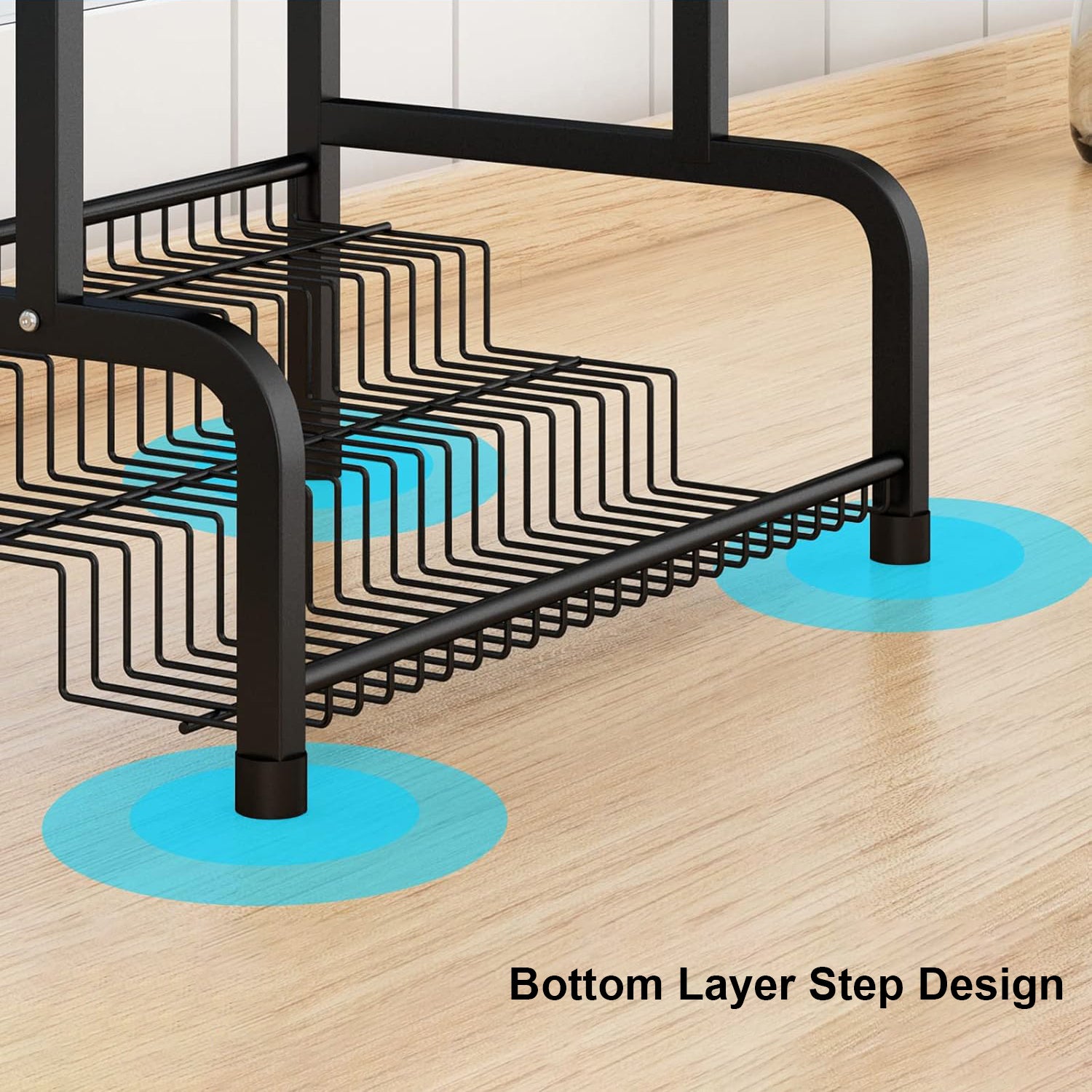 Hivvago 2-Tier Countertop Spice Rack with Hooks – Kitchen Storage Organizer