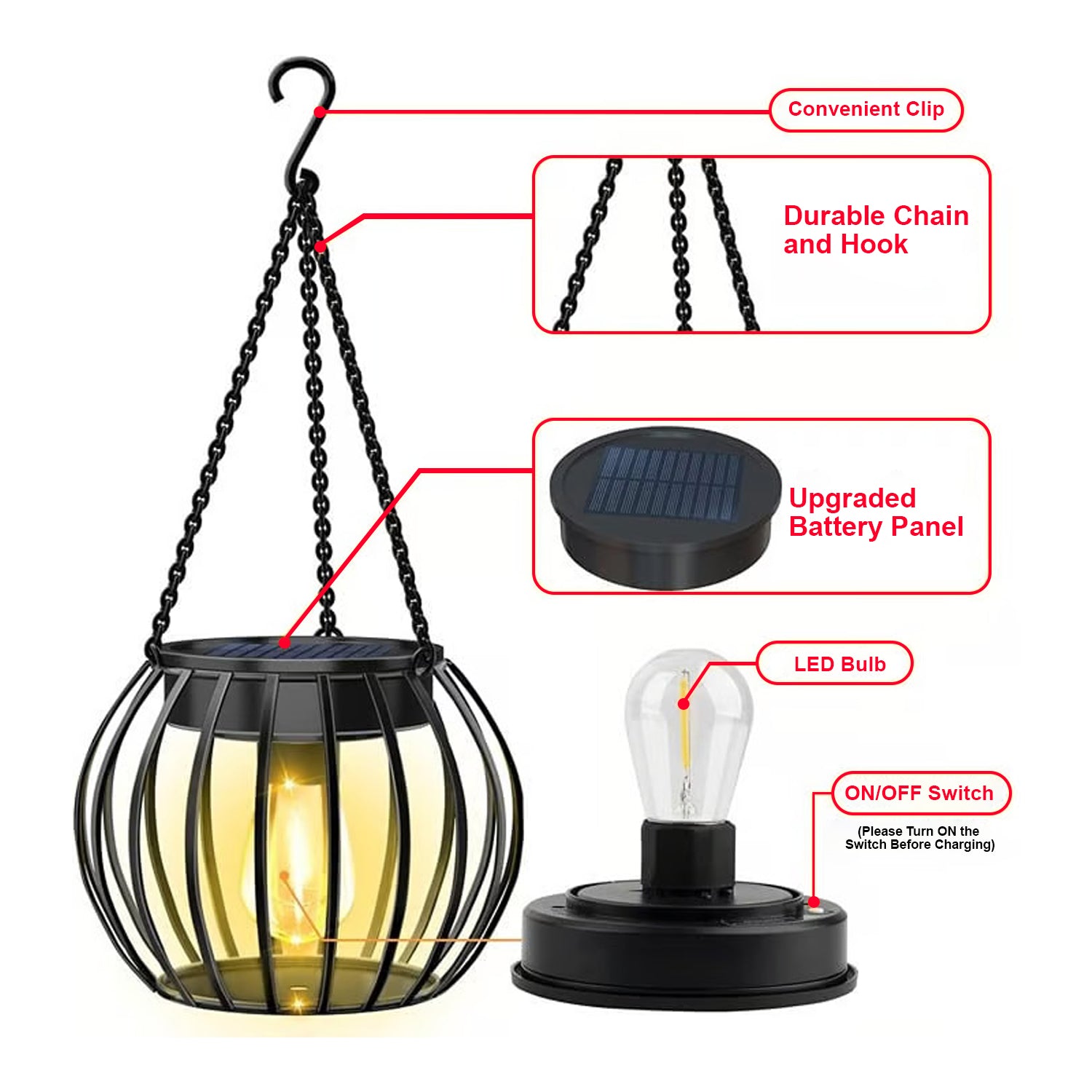 Hivvago 2-Pack Solar Hanging Lanterns – Outdoor Decorative Pumpkin Lights