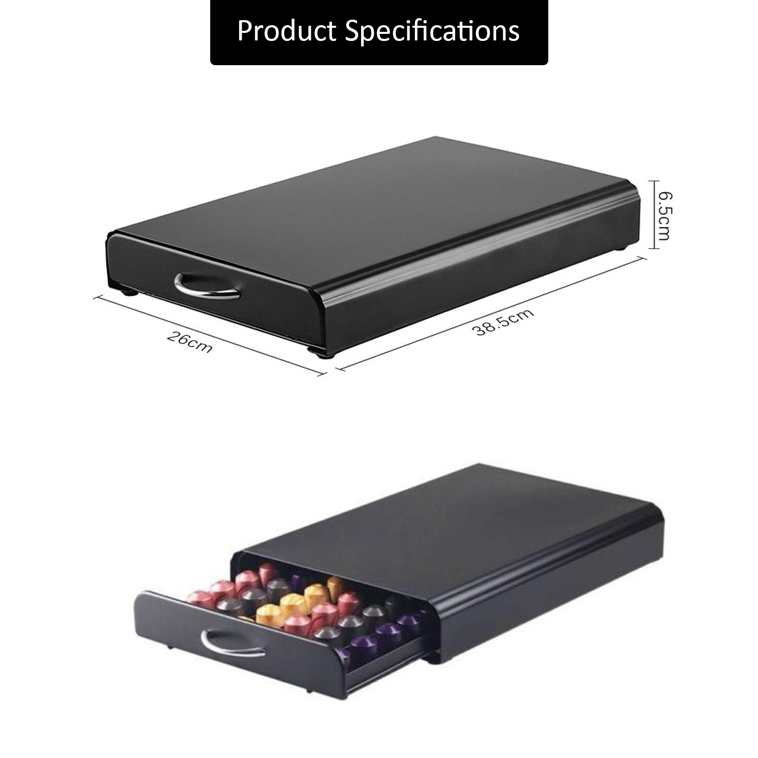 Hivvago 60pcs Nespresso Pod Holder – Drawer Stand for OriginalLine Capsules