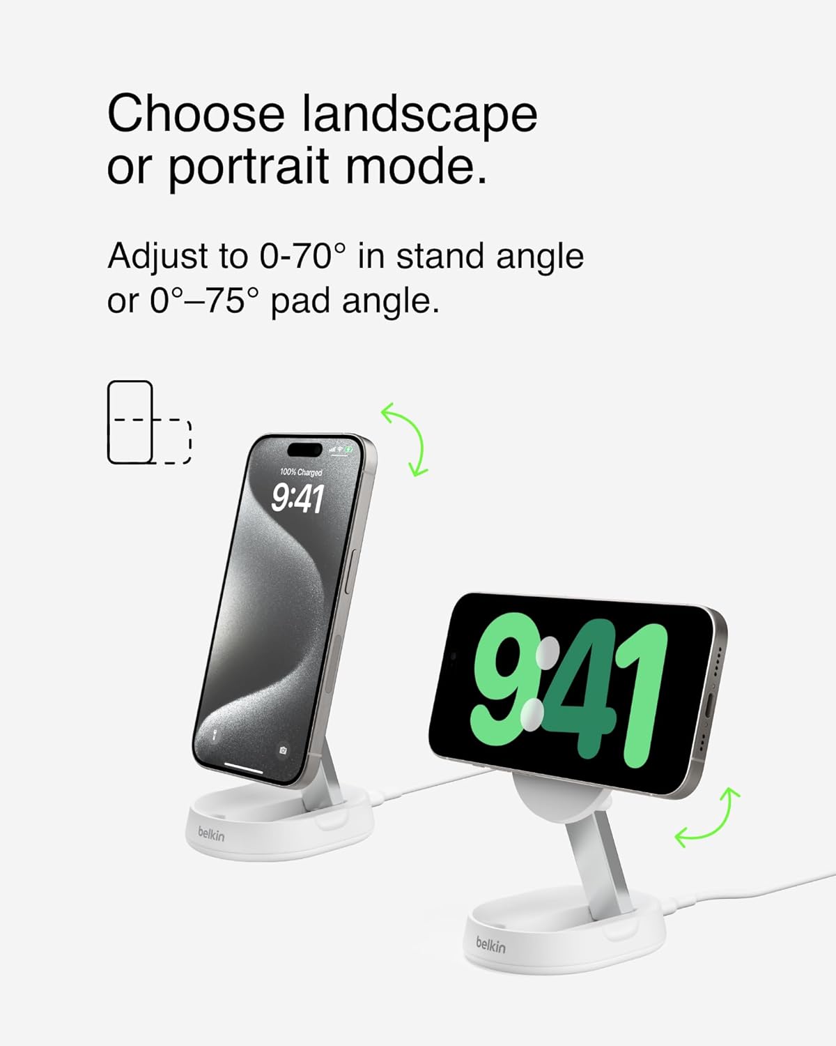Belkin BoostCharge Pro Convertible Magnetic Charging Stand with Qi2 - White