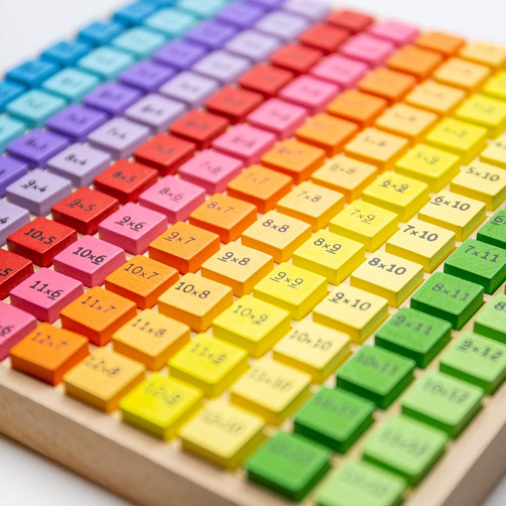 Bigjigs Toys Educational Wooden Times Table Math Learning Tray for Kids