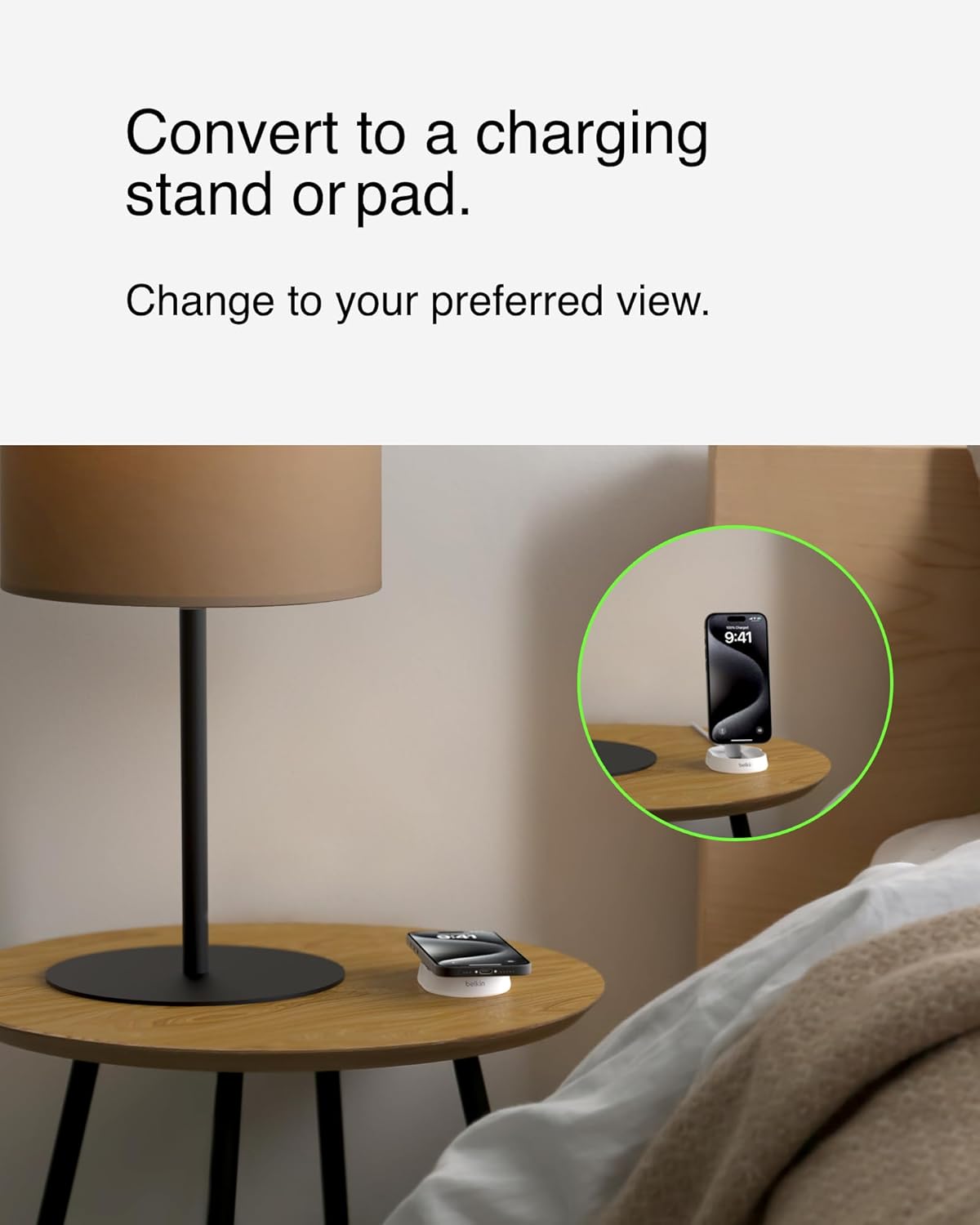 Belkin BoostCharge Pro Convertible Magnetic Charging Stand with Qi2 - White