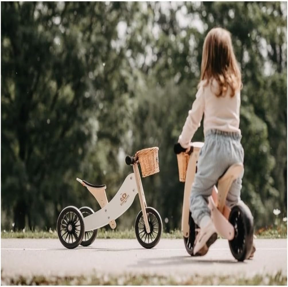 Kinderfeets Tiny Tot 2 in 1 Balance Bike & Trike for Toddlers White