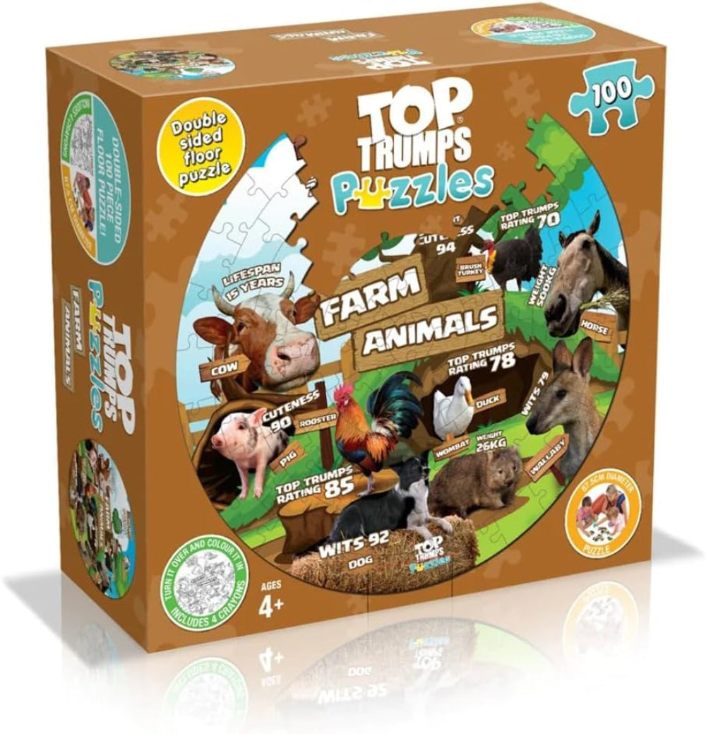 Winning Moves Top Trumps Farm Animals Puzzle WMA Card Game for Kids and Families
