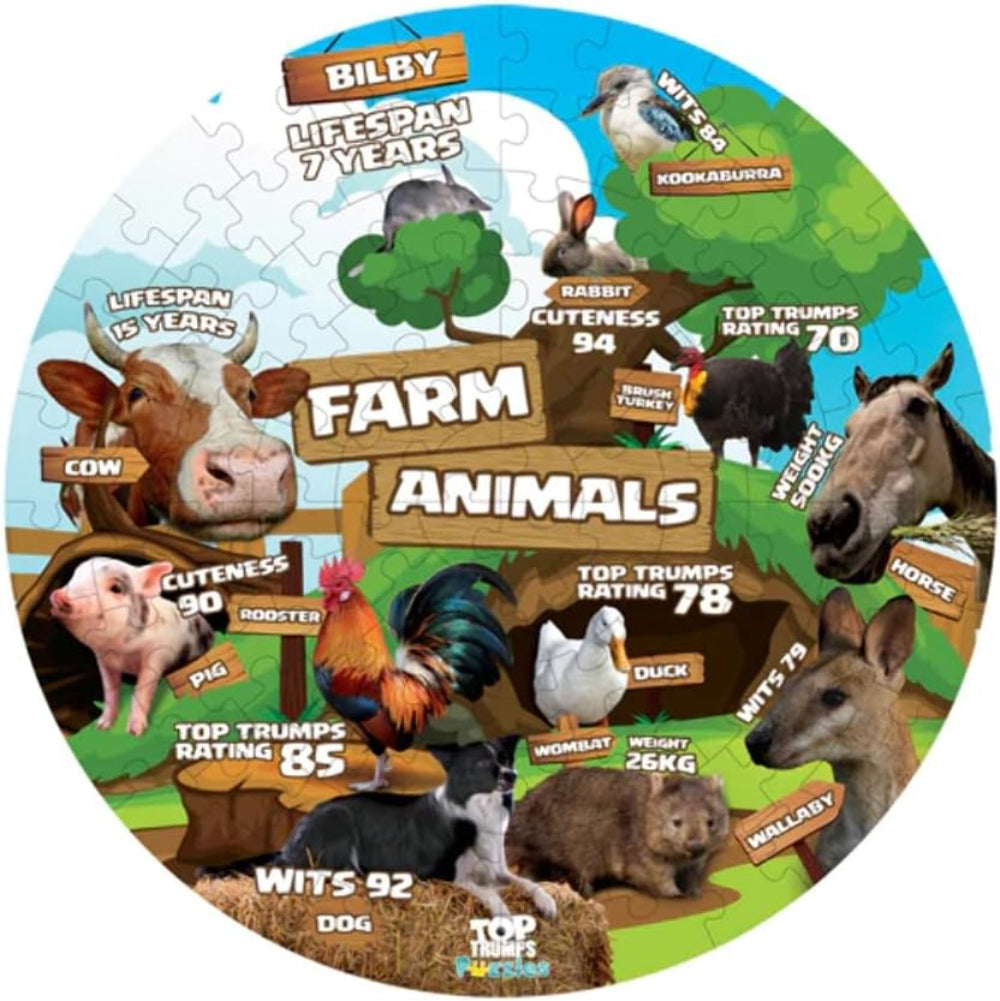 Winning Moves Top Trumps Farm Animals Puzzle WMA Card Game for Kids and Families