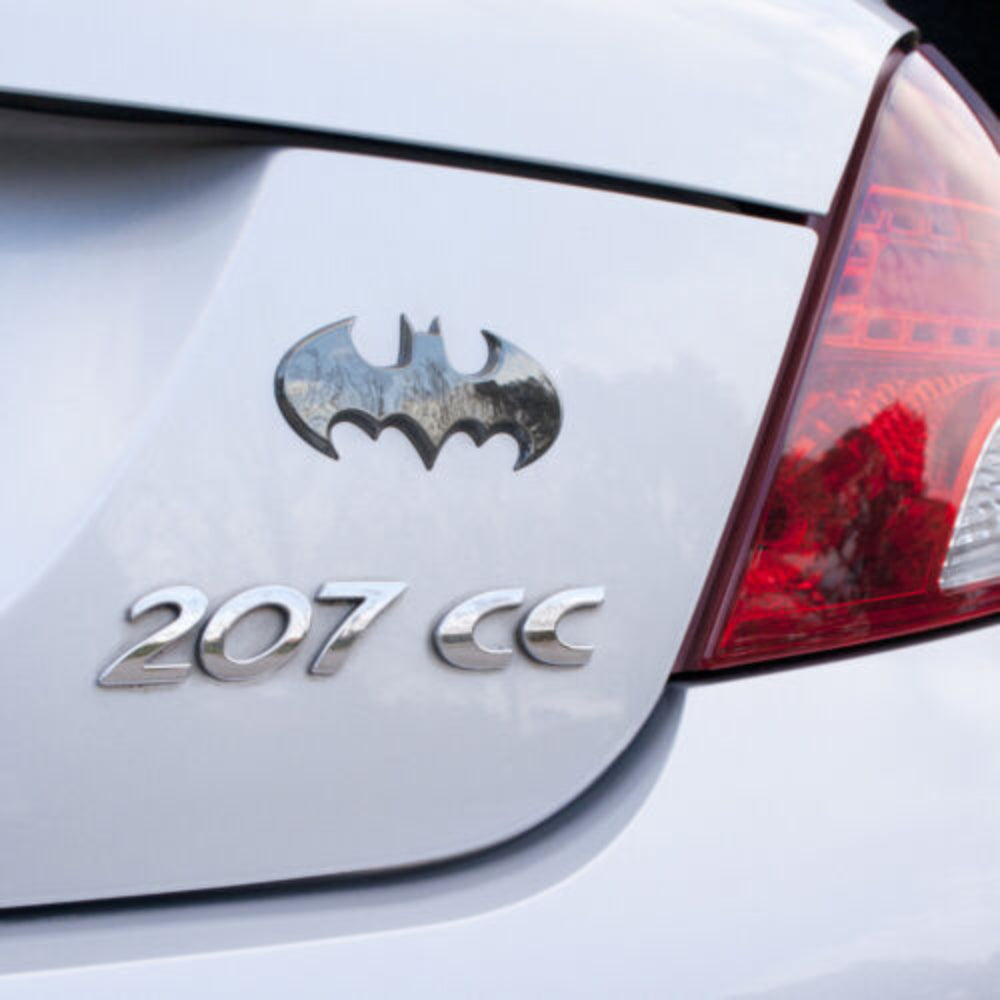 Fan Emblems Batman Batwing Logo 3D Car Badge (Black Chrome)