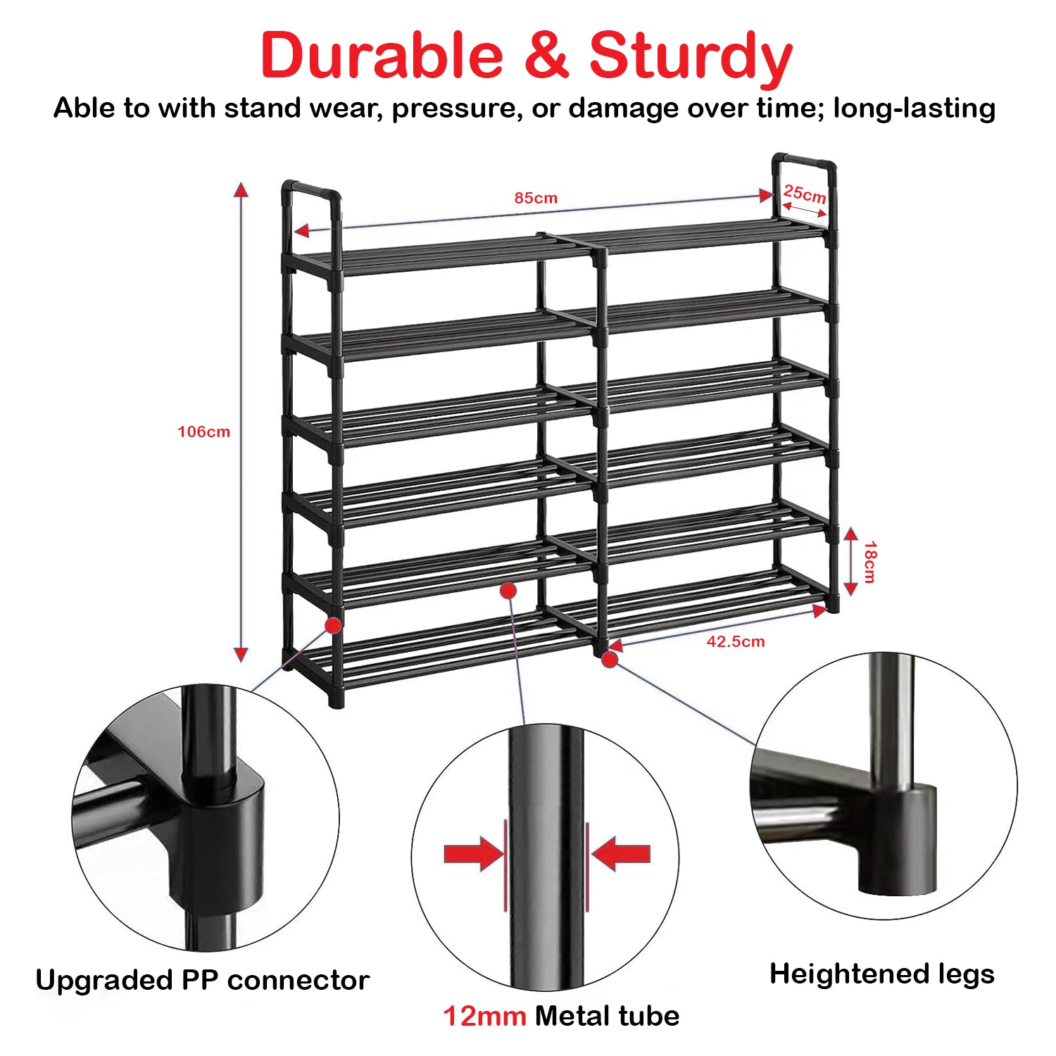 Hivvago 6 Tiers Shoe Rack Storage Organizer Shelf Adjustable Space Saver