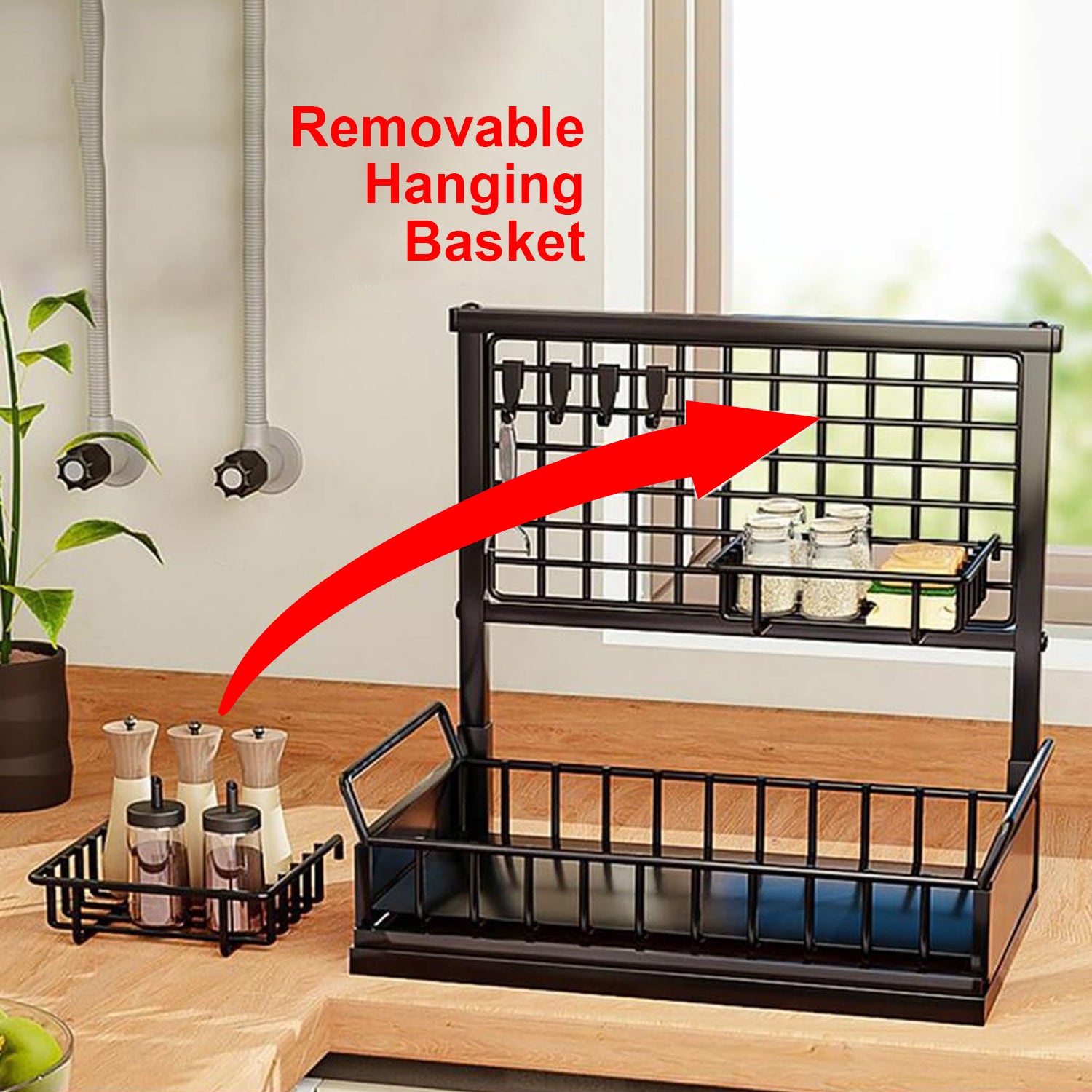 Hivvago 2-Tier Pull-Out Cabinet Organizer – Under Sink Sliding Storage Rack