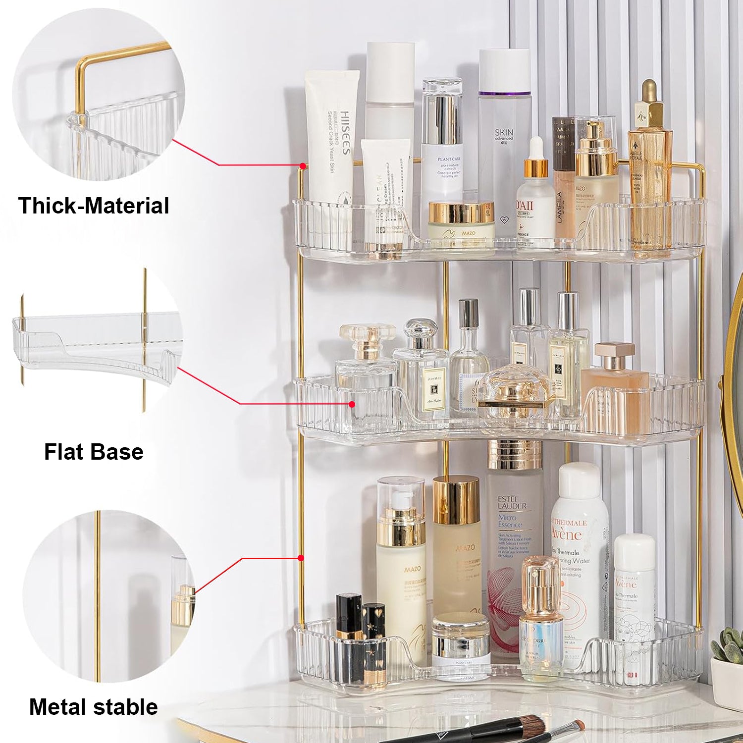 Hivvago 3-Tier Corner Counter Organizer – Space-Saving Shelf for Bathroom & More