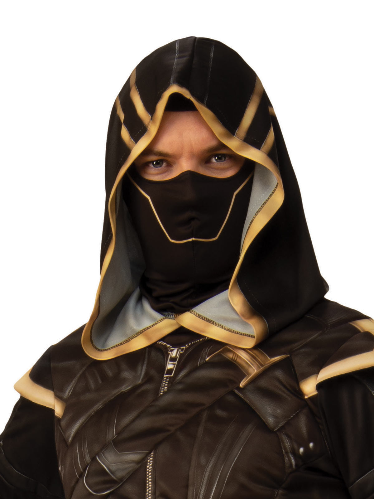 Marvel Avengers Ronin Costume for Adults with Hooded Shirt, Pants and Veil Mask - Brown & Gold Colour