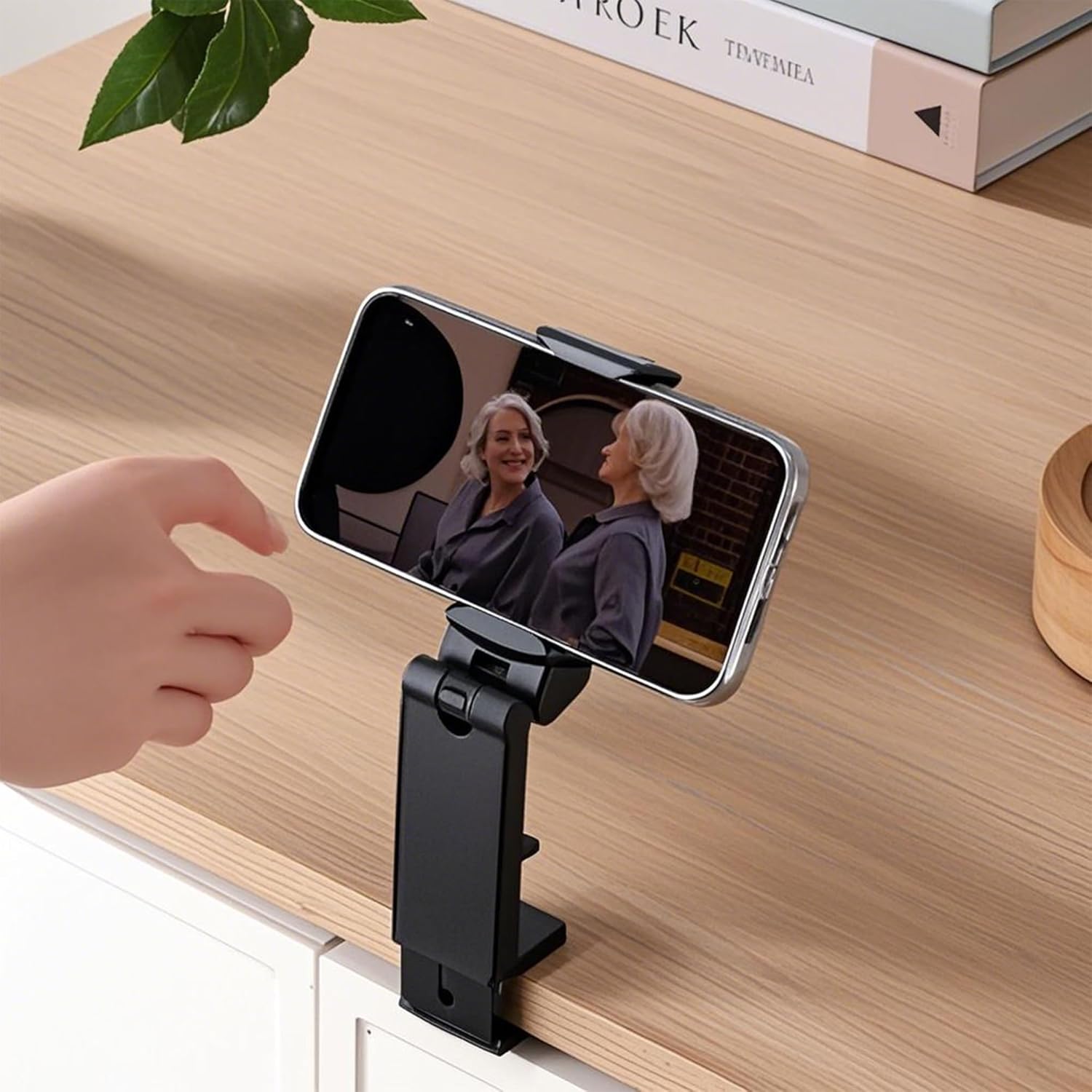 Urbanoki Airplane Phone Holder Mount 360° Rotation Stand for Travel Desk - Black